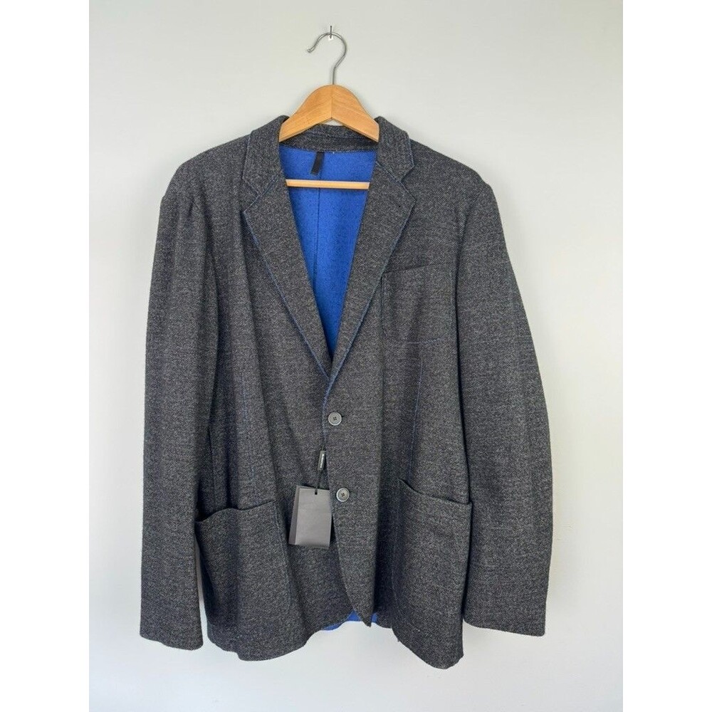 NWT Bugatchi Mens Unstructured Grey Knit Wool Sports Coat Blazer US M 38